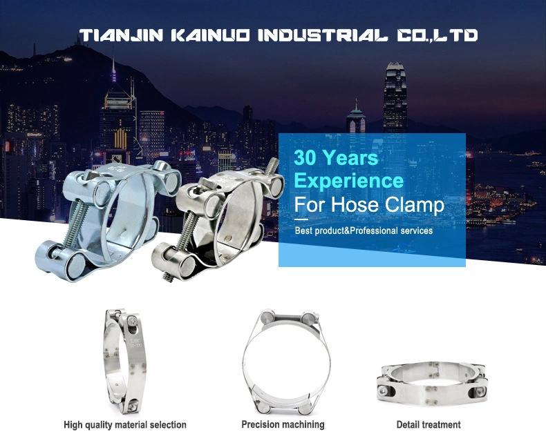 Galvanized Iron Heavy Duty Double Bolts and Double Bands Super Hose Tube Clamp for Heavy-Duty Car, 160-170mm