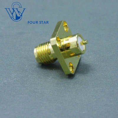 SMA Female Jack 12.7mm Sq Flange Connector with Stubterminal Extended 4mm Insulator and 2mm Pin
